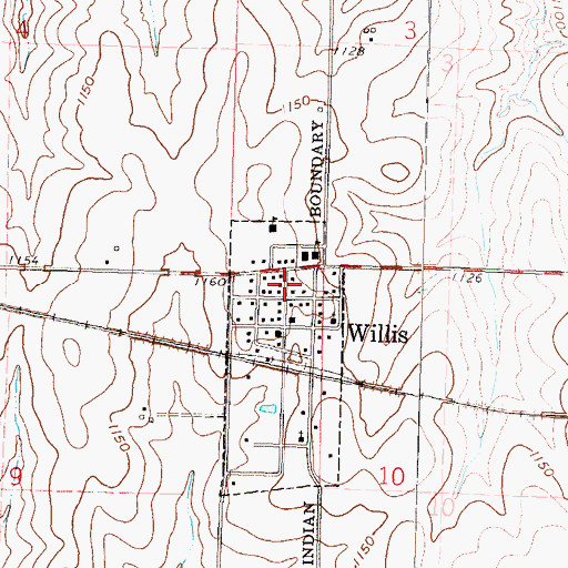 Topographic Map of Willis, KS