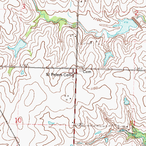 Topographic Map of Saint Peter's Cemetery, KS