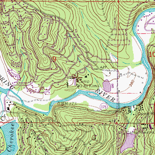 Topographic Map of Camp Ki Ki Kima, AR