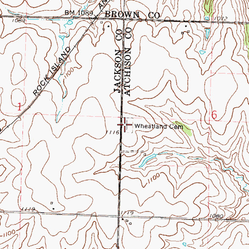 Topographic Map of Wheatland Cemetery, KS