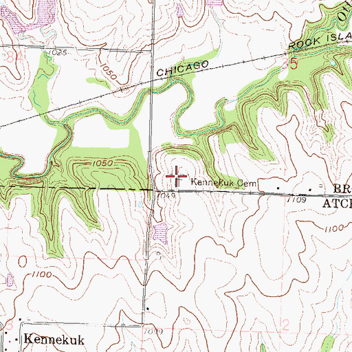Topographic Map of Kennekuk Cemetery, KS