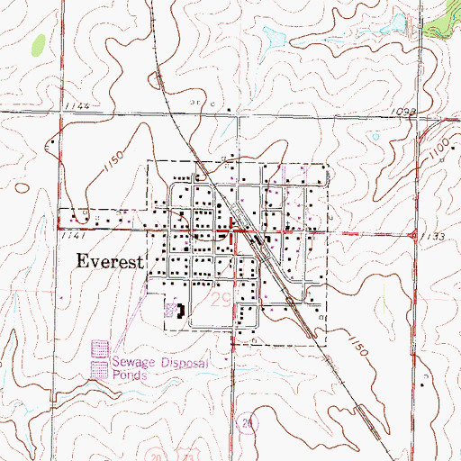 Topographic Map of Everest, KS