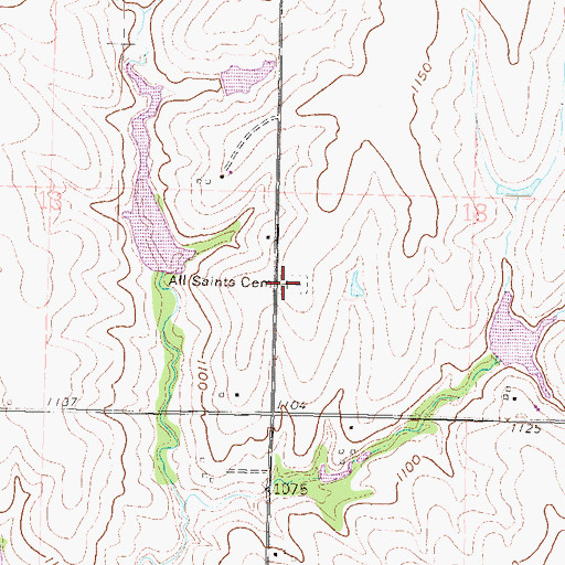 Topographic Map of All Saints Cemetery, KS