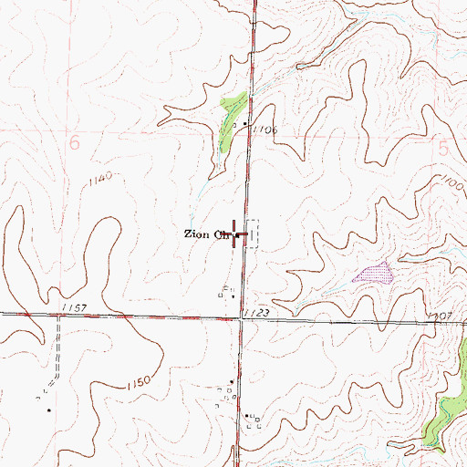 Topographic Map of Zion Lutheran Church, KS