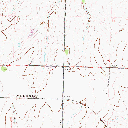 Topographic Map of Carr Cemetery, KS
