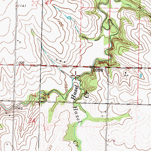 Topographic Map of Hazel Creek, KS