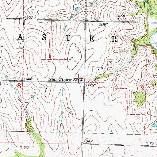 Topographic Map of High Prairie School (historical), KS