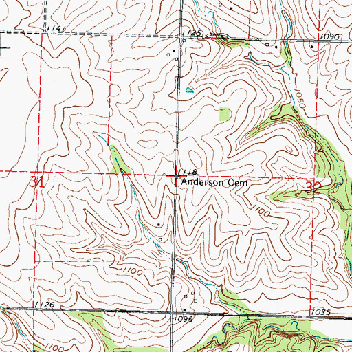 Topographic Map of Anderson Cemetery, KS