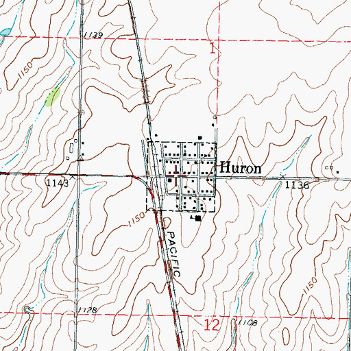 Topographic Map of Huron, KS