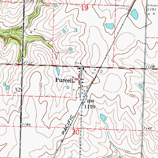 Topographic Map of Purcell, KS