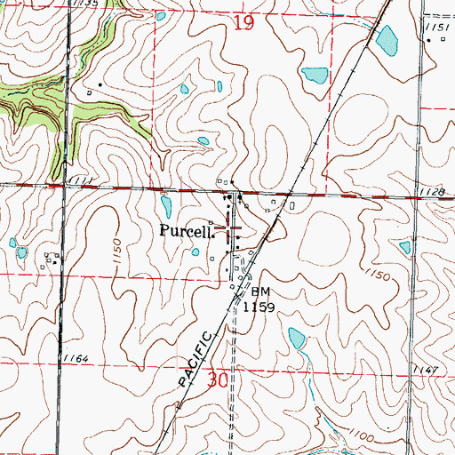 Topographic Map of Purcell, KS