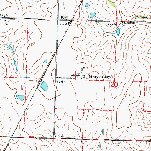 Topographic Map of Saint Mary's Cemetery, KS