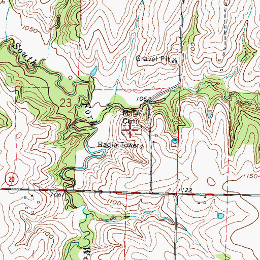 Topographic Map of Miller Cemetery, KS