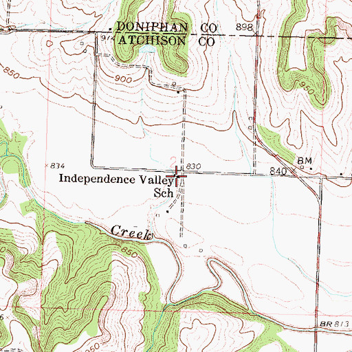 Topographic Map of Independence Valley School (historical), KS