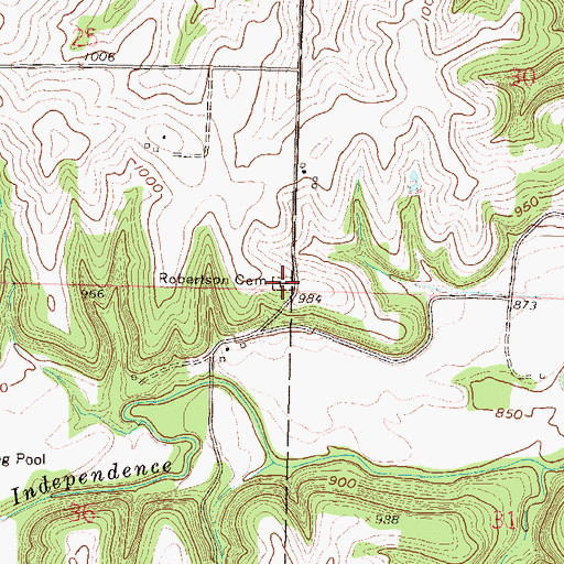 Topographic Map of Robertson Cemetery, KS