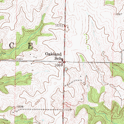 Topographic Map of Oakland School (historical), KS