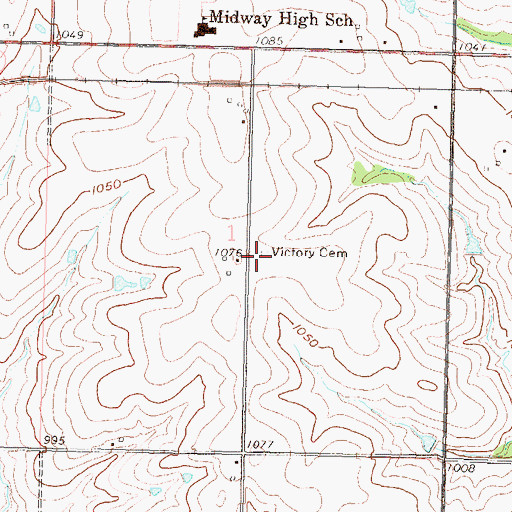Topographic Map of Vickery Family Cemetery, KS