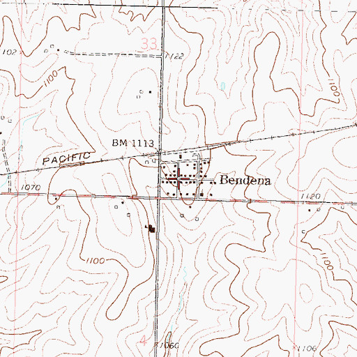 Topographic Map of Bendena, KS