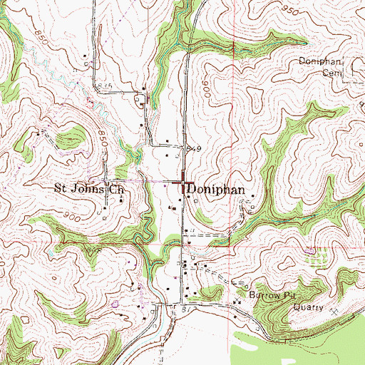 Topographic Map of Doniphan, KS