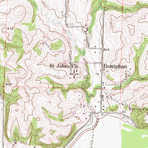 Topographic Map of Saint Johns Church, KS