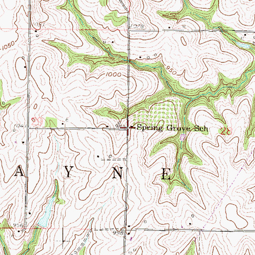 Topographic Map of Spring Grove School (historical), KS