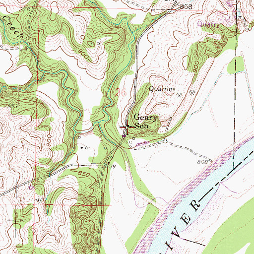 Topographic Map of Geary School, KS