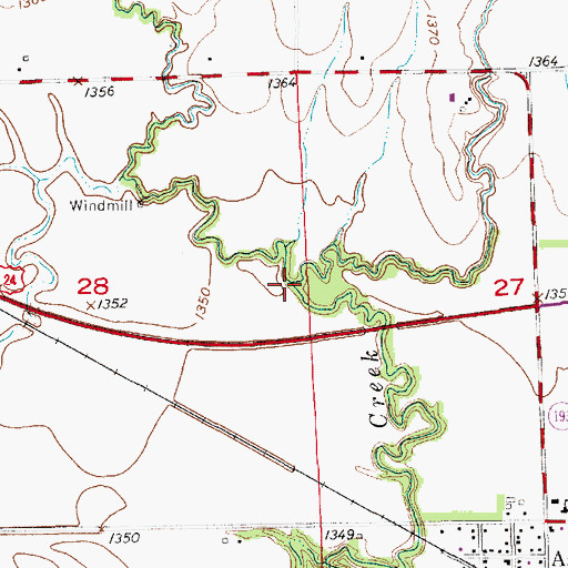 Topographic Map of East Asher Creek, KS