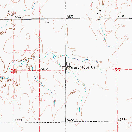 Topographic Map of West Hope Cemetery, KS