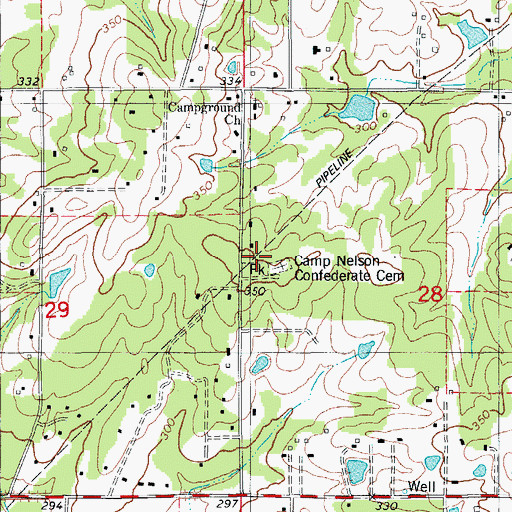 Topographic Map of Camp Nelson Confederate Cemetery, AR