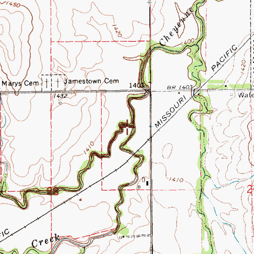 Topographic Map of Little Cheyenne Creek, KS