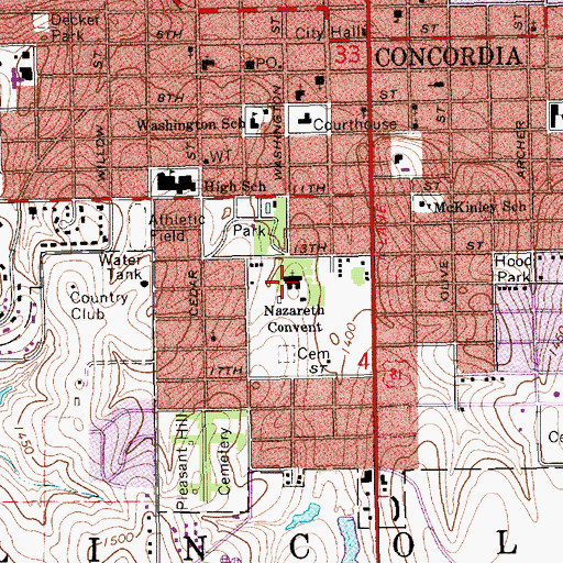 Topographic Map of Nazareth Academy, KS