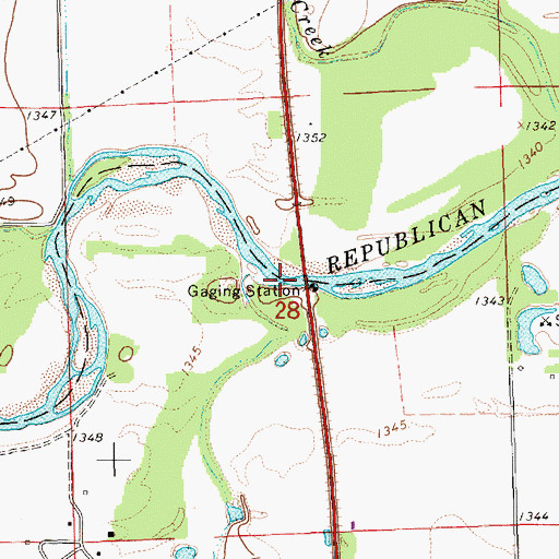 Topographic Map of Lost Creek, KS