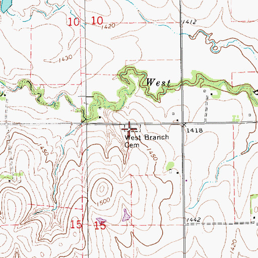 Topographic Map of West Branch Cemetery, KS