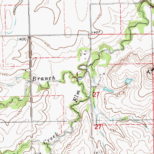 Topographic Map of West Branch Elm Creek, KS