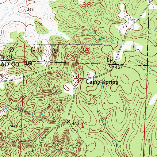 Topographic Map of Camp Spring, AR