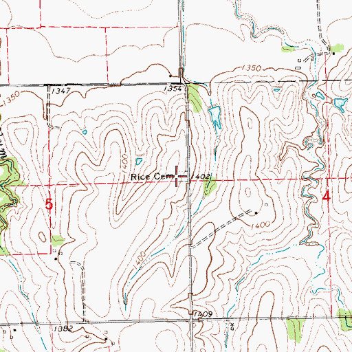 Topographic Map of Rice Cemetery, KS