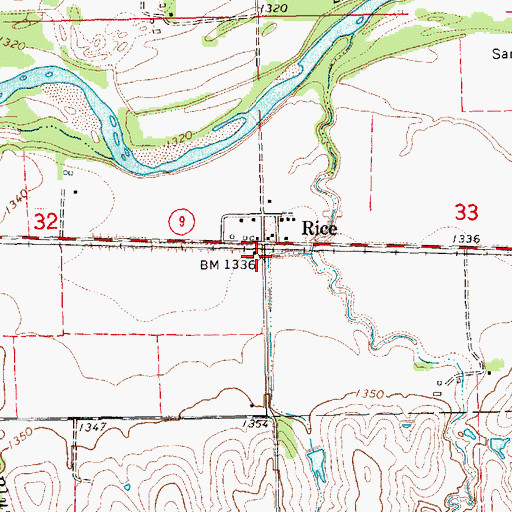 Topographic Map of Rice, KS
