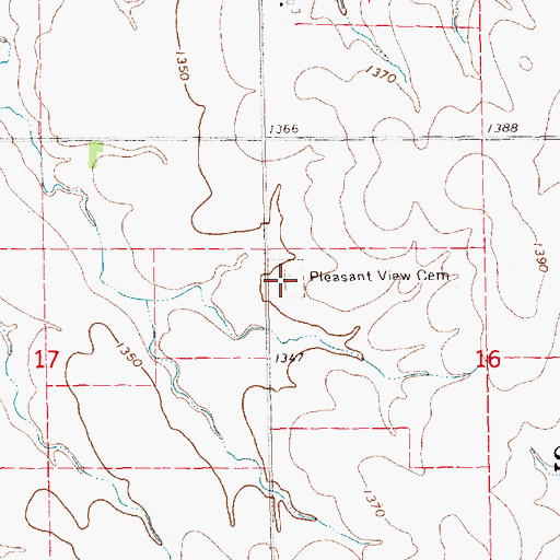 Topographic Map of Pleasant View Cemetery, KS