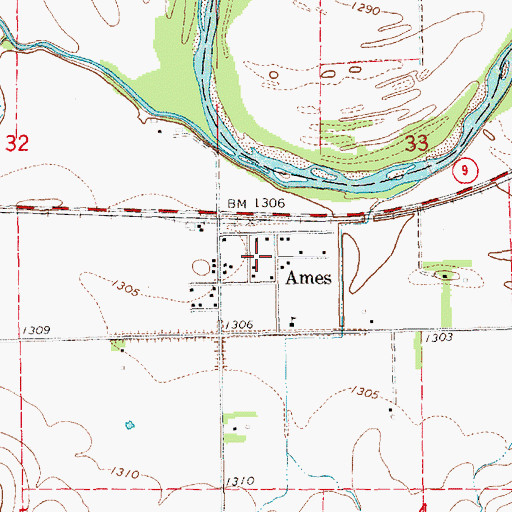 Topographic Map of Ames, KS