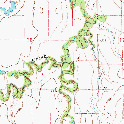Topographic Map of East Branch Elm Creek, KS