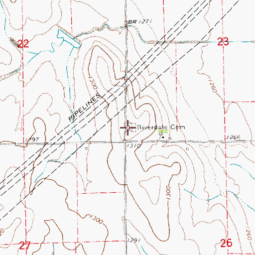 Topographic Map of Riverdale Cemetery, KS