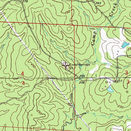 Topographic Map of Camp Springs Church, AR