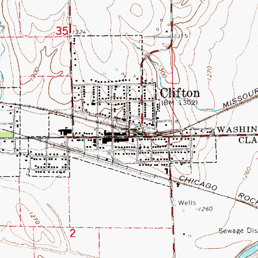 Topographic Map of Clifton, KS