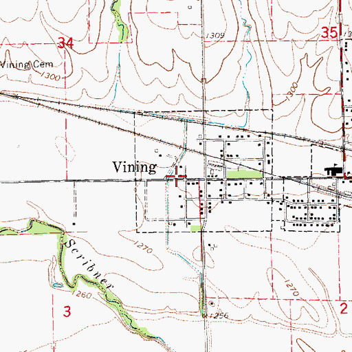 Topographic Map of Vining, KS