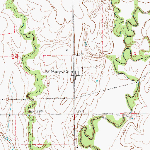 Topographic Map of Saint Mary's Cemetery, KS
