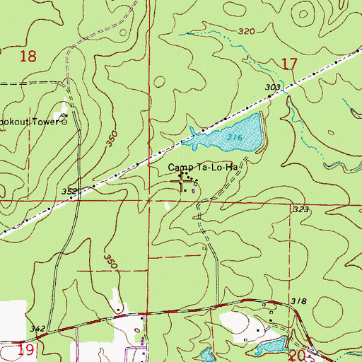 Topographic Map of Camp Ta-Lo-Ha, AR