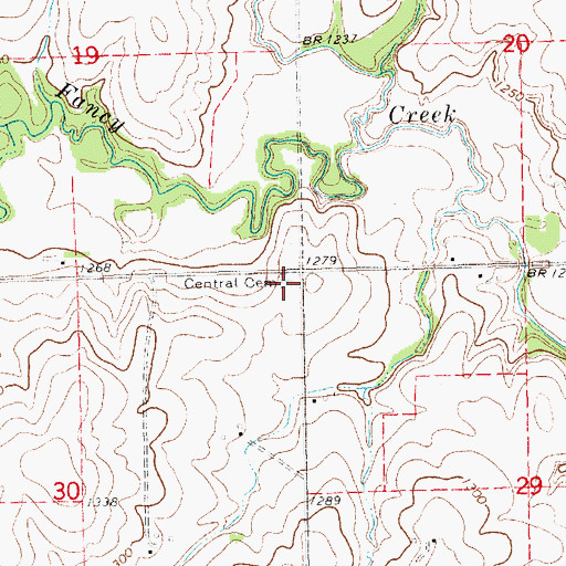 Topographic Map of Central Cemetery, KS