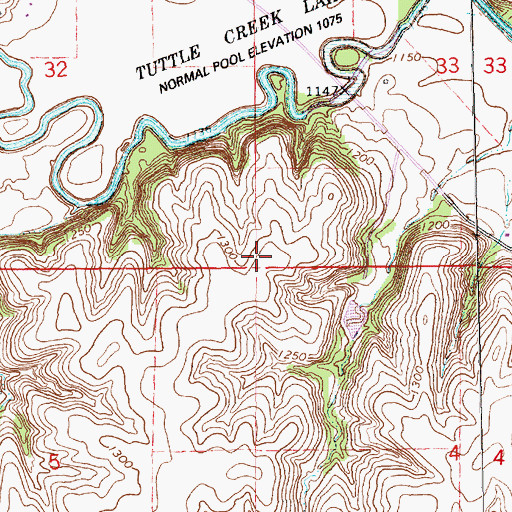 Topographic Map of Township of Center, KS