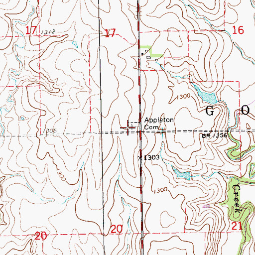 Topographic Map of Appleton Cemetery, KS