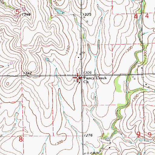 Topographic Map of Fancy Creek United Methodist Church, KS